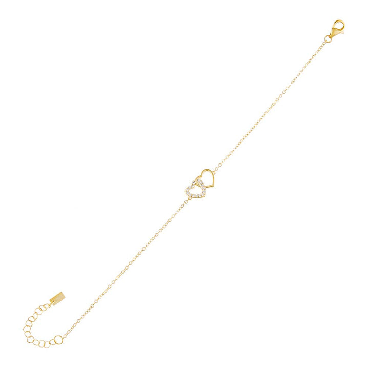 Gold Pavé X Solid Interlocking Heart Bracelet - Adina Eden's Jewels