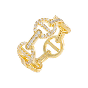 Gold / 6 Pavé Mariner Link Ring - Adina Eden's Jewels