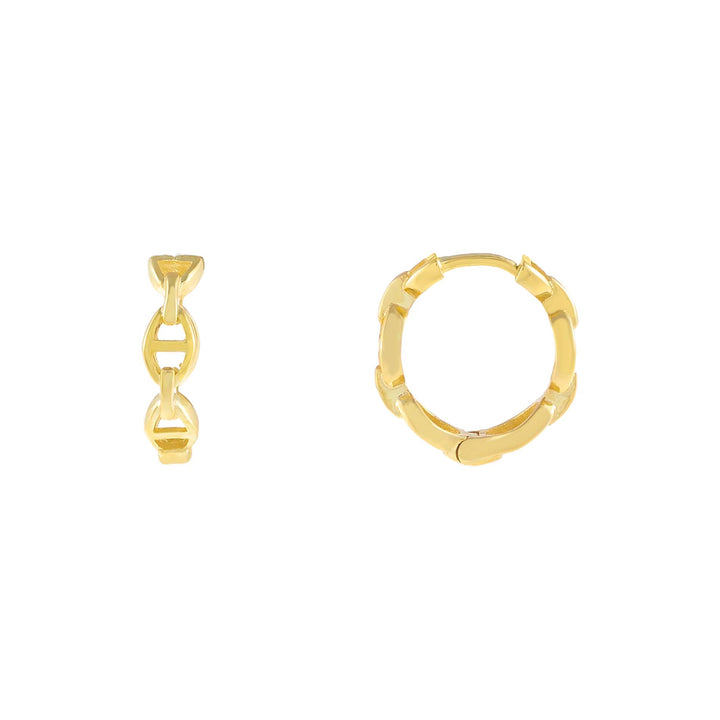 Gold Mini Mariner Link Huggie Earring - Adina Eden's Jewels
