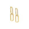 Gold / Pair Solid-Pavé Drop Link Huggie Earring - Adina Eden's Jewels