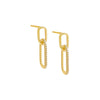 Gold Double Pavé Paperclip Drop Stud Earring - Adina Eden's Jewels