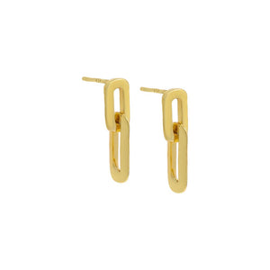 Gold Double Paperclip Drop Stud Earring - Adina Eden's Jewels