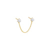 Pearl White / Single Double Pearl Chain Stud Earring - Adina Eden's Jewels