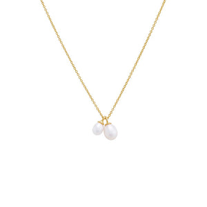 Pearl White Mini Double Pearl Pendant Necklace - Adina Eden's Jewels