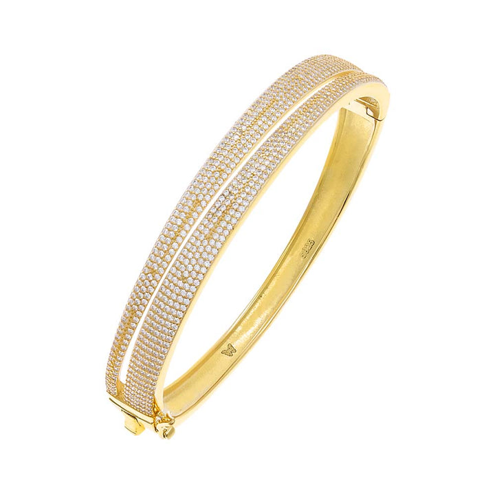 Gold Double Wide Pave Bangle - Adina Eden's Jewels