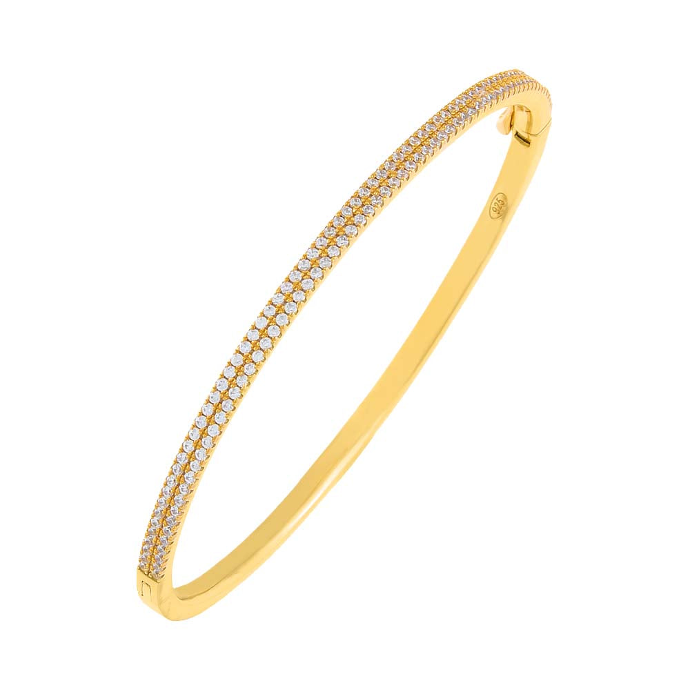 Gold Double Row Pavé Bangle - Adina Eden's Jewels