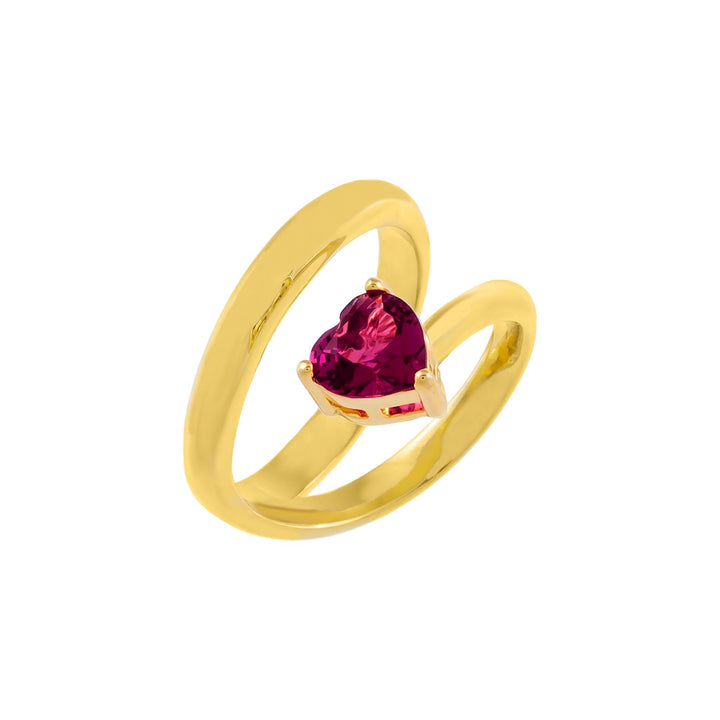 Ruby Red / 7 CZ Colored Heart Wrap Ring - Adina Eden's Jewels