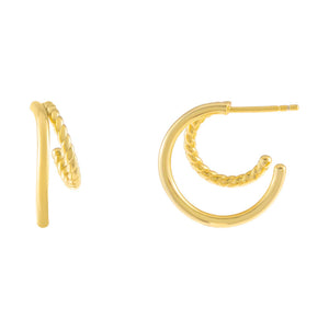 Gold Mixed Double Hoop Earring - Adina Eden's Jewels