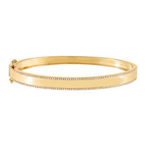14K Gold Diamond Pavé X Solid Bangle 14K - Adina Eden's Jewels