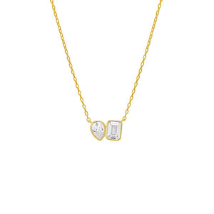 Gold Teardrop X Emerald Bezel-Set Chain Necklace - Adina Eden's Jewels