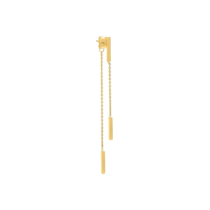 14K Gold / Single Solid Bar Chain Front Back Stud Earring 14K - Adina Eden's Jewels