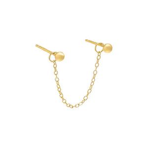 Gold Mini Double Bead Chain Stud Earring - Adina Eden's Jewels