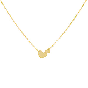14K Gold Solid Double Heart Necklace 14K - Adina Eden's Jewels