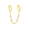 Gold / Single Tiny Double Pearl Chain Huggie Earring - Adina Eden's Jewels