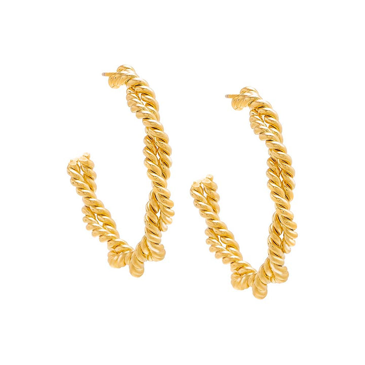 Gold / Pair / 35MM Thin Twisted Hoop Earring - Adina Eden's Jewels