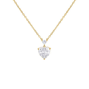 Gold Double Heart CZ Necklace - Adina Eden's Jewels