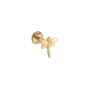 14K Gold / Single Dragonfly Threaded Stud Earring 14K - Adina Eden's Jewels