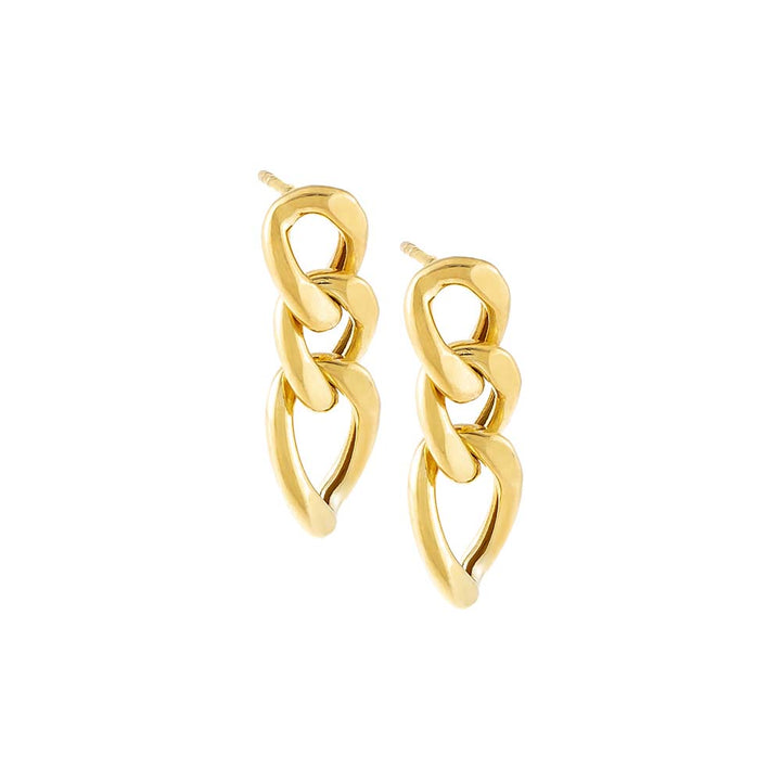 Gold Solid Chain Drop Stud Earring - Adina Eden's Jewels