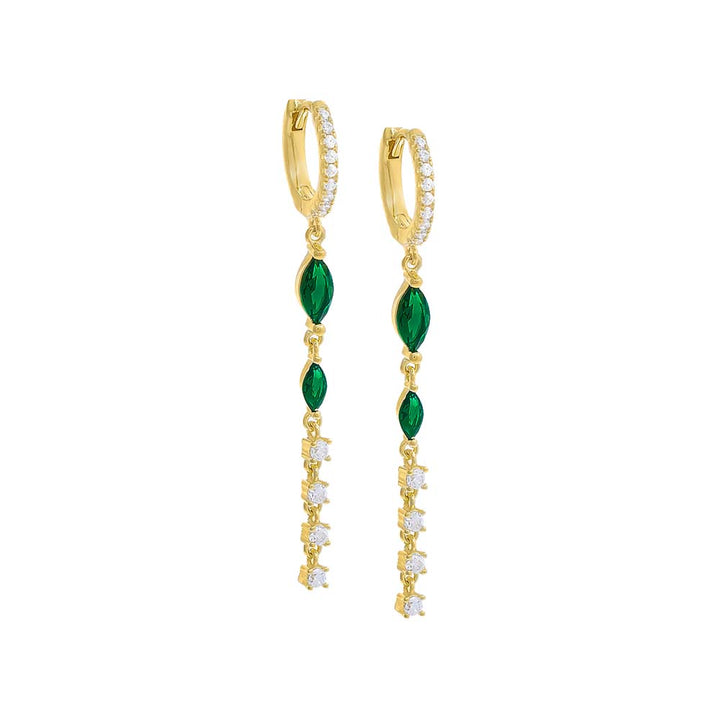 Gold / Pair Colored Marquise X Solitaire Drop Huggie Earring - Adina Eden's Jewels