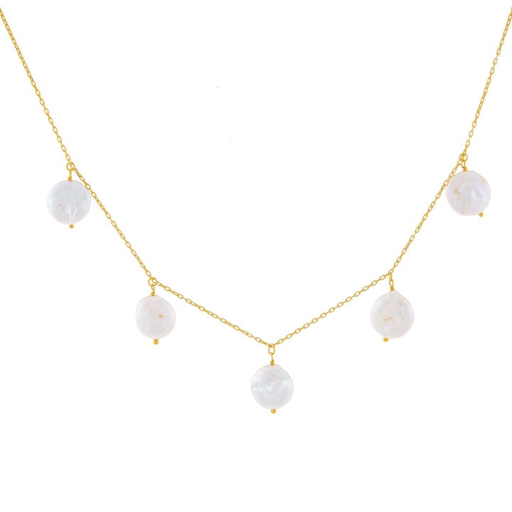 Pearl White Pearl Disc Necklace - Adina Eden's Jewels