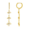 Gold CZ Starburst Drop Huggie Earring - Adina Eden's Jewels