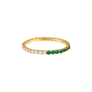  Diamond Thin Emerald Ring 14K - Adina Eden's Jewels