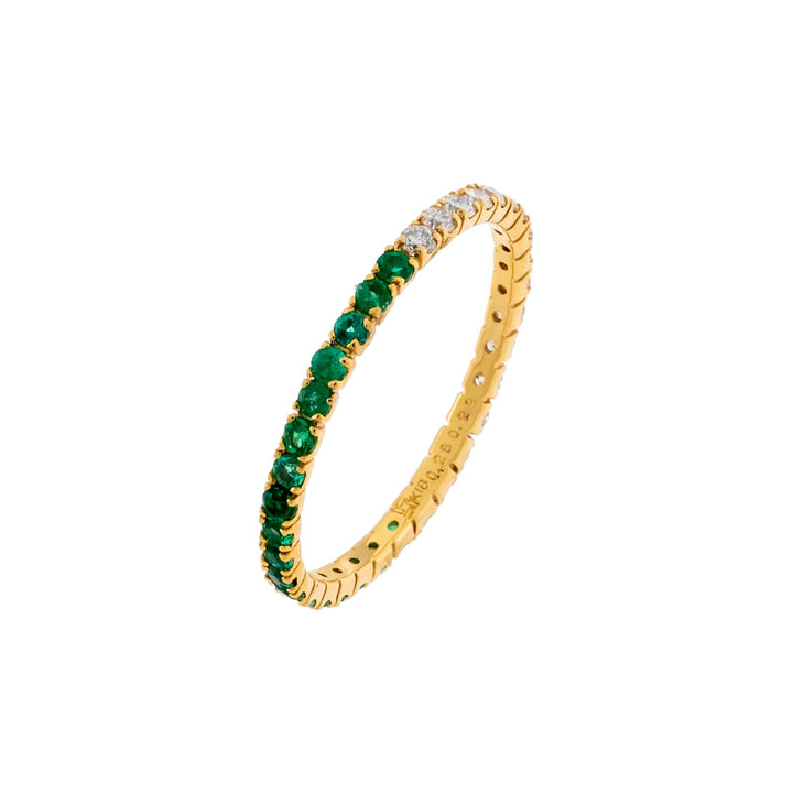 Emerald Green / 5 Diamond Thin Emerald Ring 14K - Adina Eden's Jewels