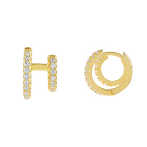 Gold Pavé Double Hinge Cartilage Huggie Earring - Adina Eden's Jewels