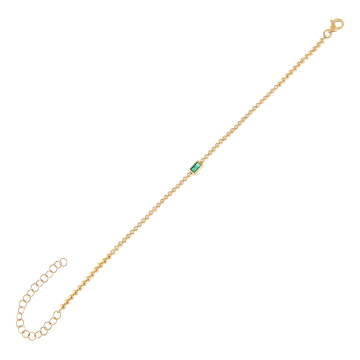 Emerald Green Emerald Diamond Baguette Tennis Bracelet 14K - Adina Eden's Jewels