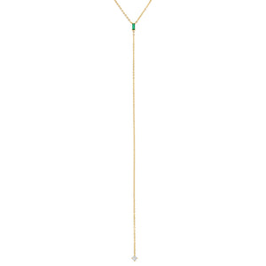 Gold CZ Colored Baguette Lariat - Adina Eden's Jewels