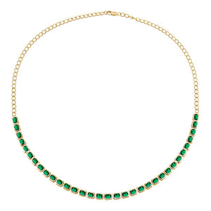  Emerald Green Baguette Tennis Choker 14K - Adina Eden's Jewels