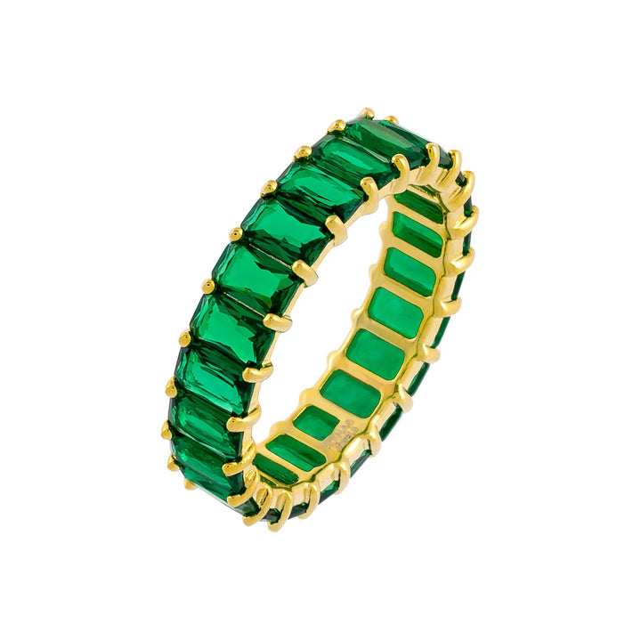 Emerald Green / 8 Colored Baguette Ring - Adina Eden's Jewels