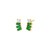Emerald Green / Pair Colored Baguette Curved Stud Earring - Adina Eden's Jewels