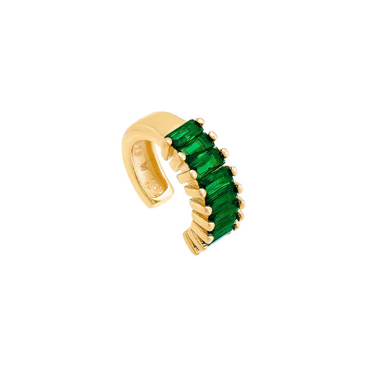 Emerald Green Colored Baguette Ear Cuff - Adina Eden's Jewels