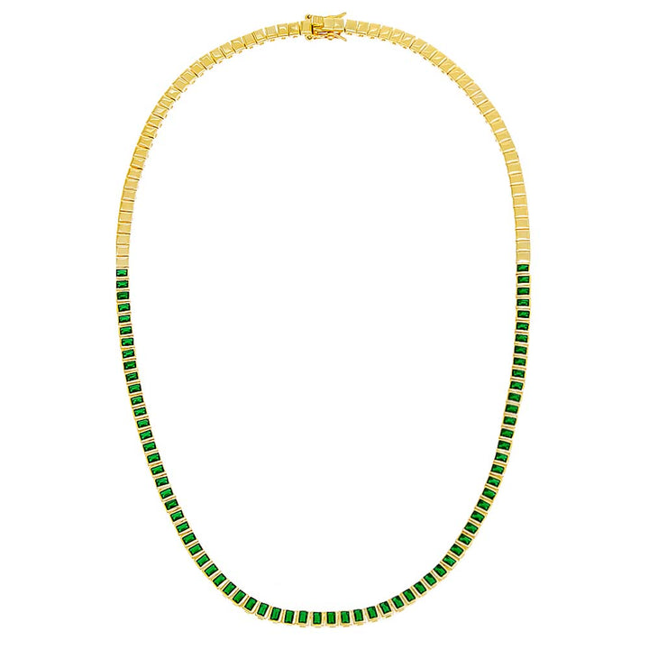  Colored Emerald Bezel-Set Tennis Necklace - Adina Eden's Jewels