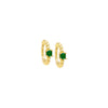 Emerald Green / Pair Colored Beaded Solitaire CZ Huggie Earring - Adina Eden's Jewels