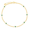 Emerald Green CZ Colored Cuban Chain Anklet - Adina Eden's Jewels