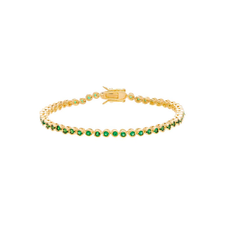 Emerald Green Gemstone Bezel Tennis Bracelet - Adina Eden's Jewels