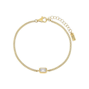 Gold / Emerald Emerald Bezel Cuban Bracelet - Adina Eden's Jewels