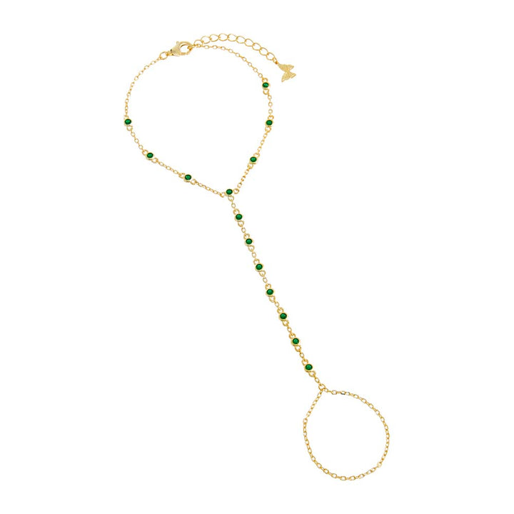 Emerald Green Colored CZ Station Hand Chain - Adina Eden's Jewels