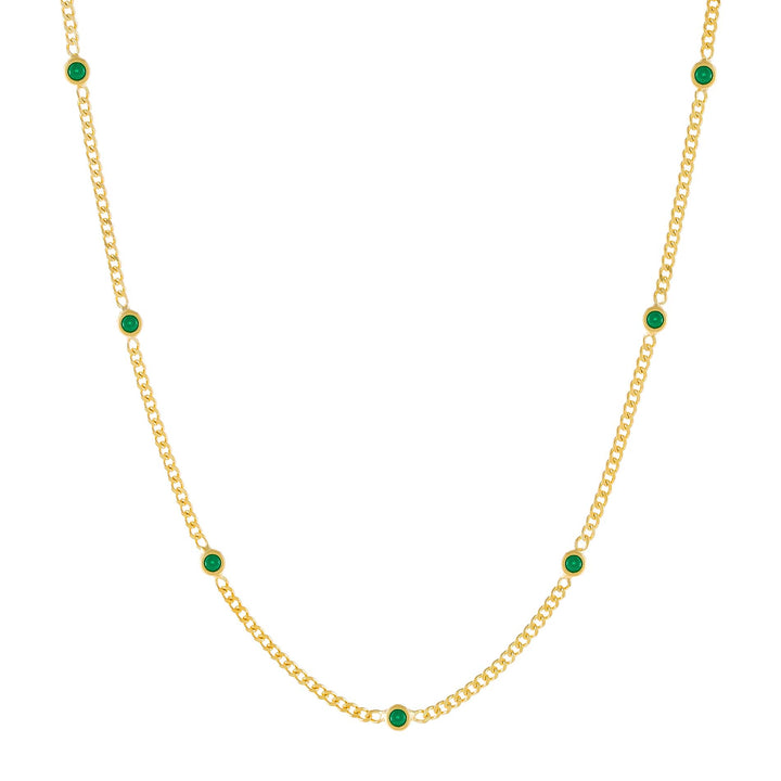 Emerald Green CZ Colored Cuban Chain Choker - Adina Eden's Jewels