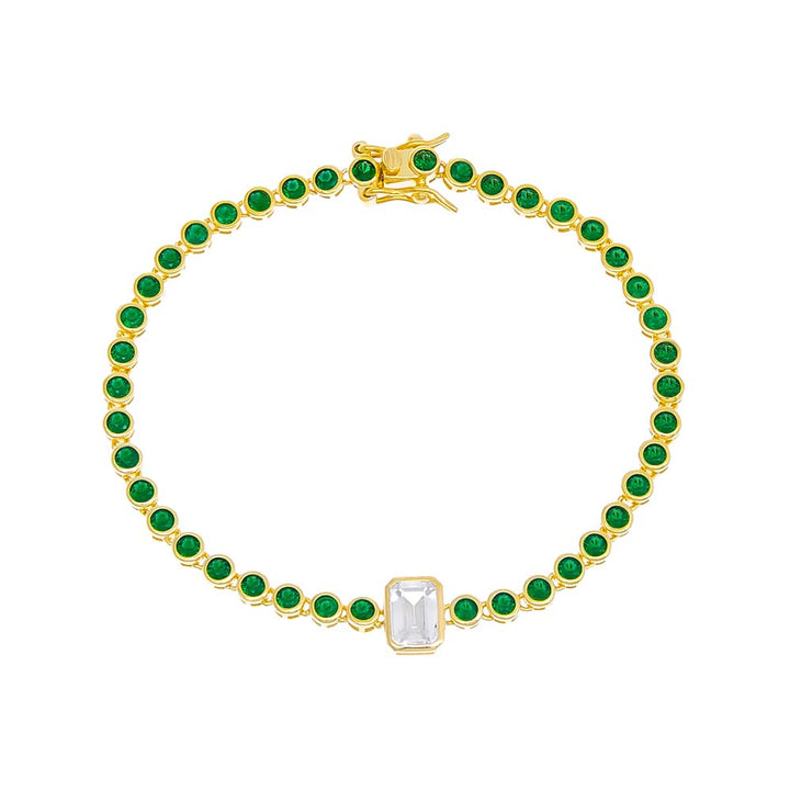 Emerald Green / 6.75" Colored Emerald Bezel Tennis Bracelet - Adina Eden's Jewels