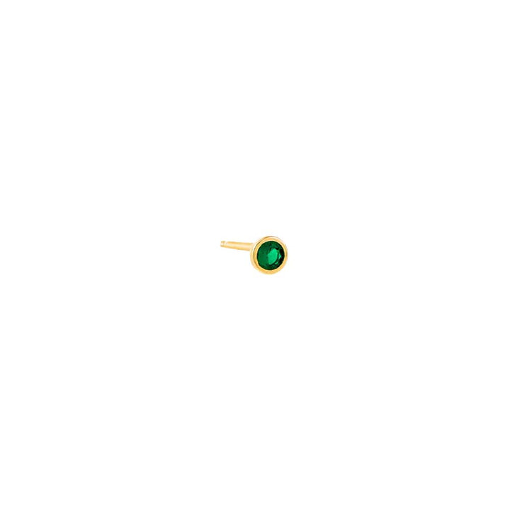 Emerald Green / Single / 3MM Tiny Colored Solitaire Bezel Stud Earring - Adina Eden's Jewels