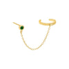 Emerald Green / Single Bezel Chain Stud Ear Cuff - Adina Eden's Jewels