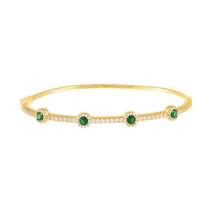 Emerald Green CZ Colored Solitaire Bangle - Adina Eden's Jewels