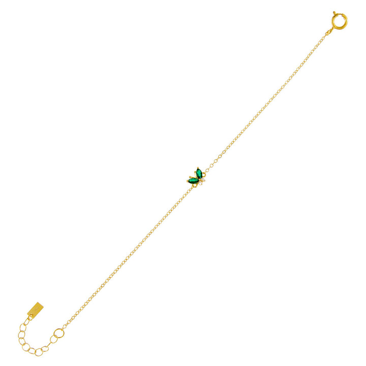 Emerald Green CZ Colored Butterfly Bracelet - Adina Eden's Jewels