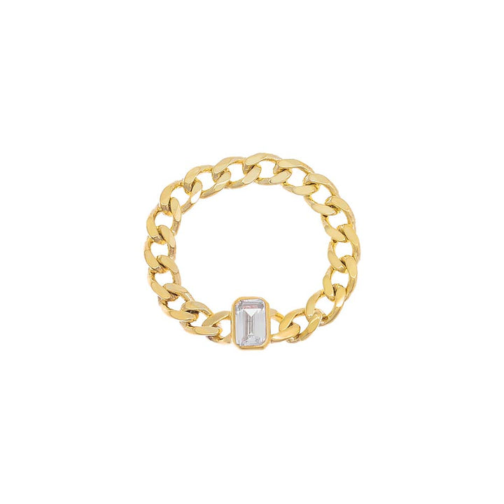 Gold / Emerald / 6 Emerald Bezel Cuban Ring - Adina Eden's Jewels