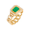 Emerald Green / 7 CZ Colored Cuban Chain Ring - Adina Eden's Jewels