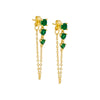 Emerald Green / Pair Colored Graduated CZ Chain Stud Earring - Adina Eden's Jewels