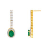 Emerald Green Diamond x Emerald Tennis Drop Stud Earring 14K - Adina Eden's Jewels